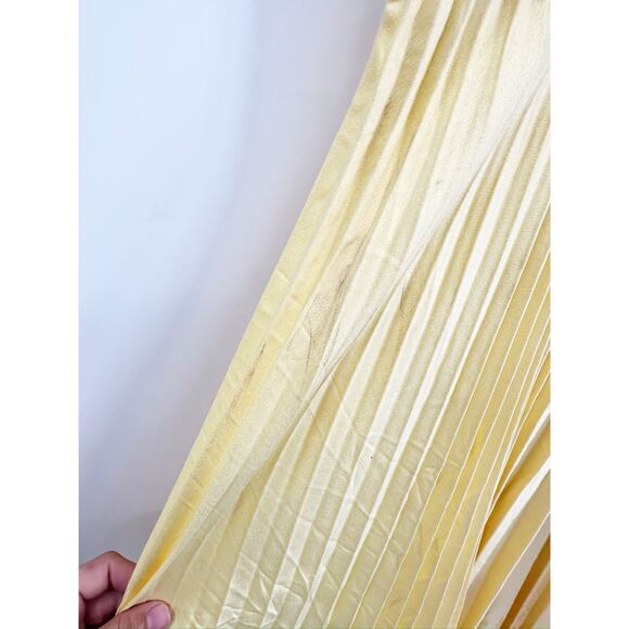 Polo Ralph Lauren Yellow Lace Up Pleated Short Sleeve Midi Dress Size Large - Picture 3 of 8